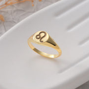 Zodiac Sign Engraved Signet Ring - Lyphiyes